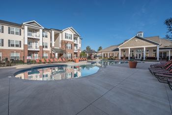 Resort style pool with sun deck